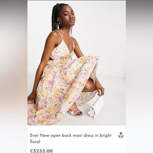 Evernew Melbourne Open Back Maxi Dress in Bright Floral -USA 2/ EU 34 stretchy